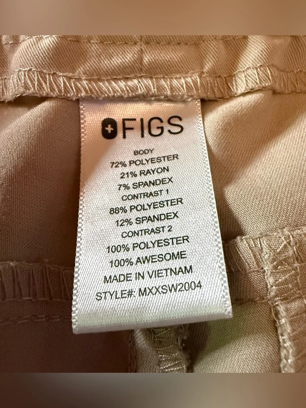 FIGS Technical Collection Khaki Tan Jogger Scrub Pants Size Large